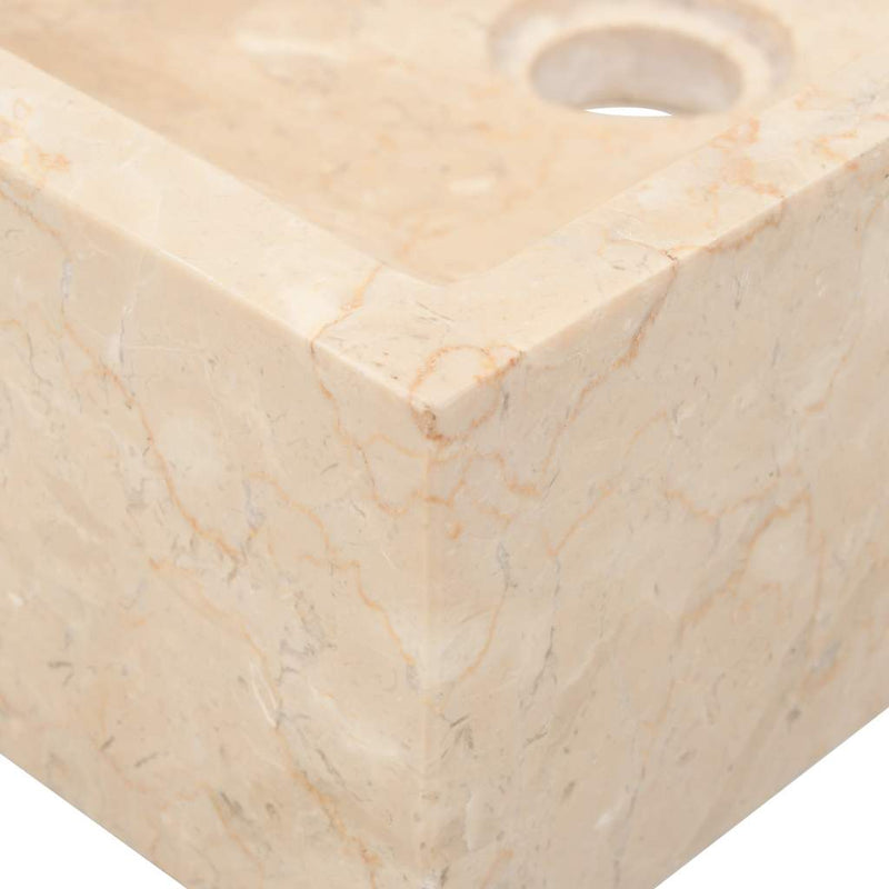vidaXL magasfényű krémszínű márvány mosdókagyló 45 x 30 x 12 cm