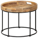 vidaXL tömör mangófa és acél dohányzóasztal 50 x 40 cm