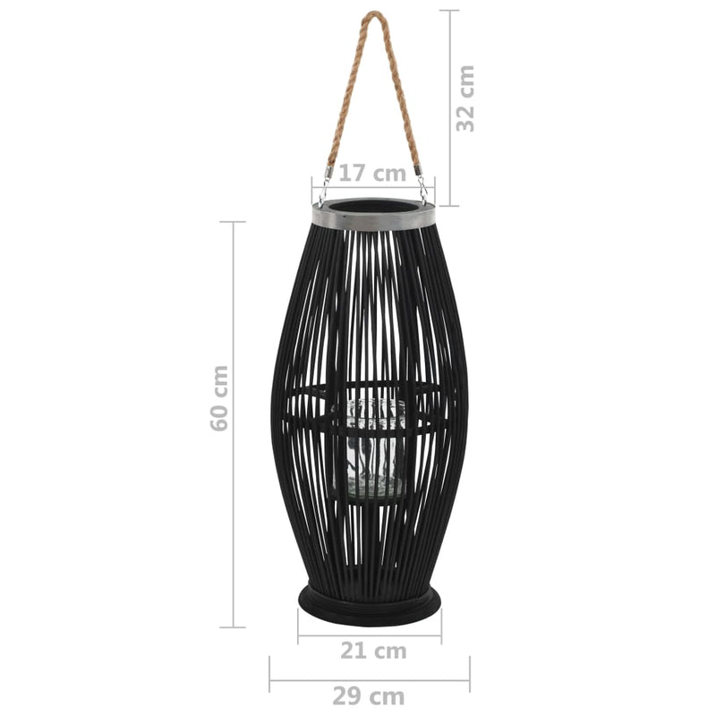 vidaXL fekete bambusz függő gyertyatartó lámpás, 60 cm
