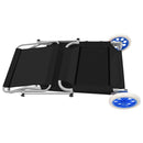 vidaXL fekete acél összecsukható napozóágy napellenzővel és kerékkel