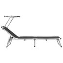 vidaXL fekete összecsukható alumínium és textilén napozóágy tetővel