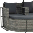 vidaXL szürke 2 személyes polyrattan kerti kanapé párnákkal/ernyővel