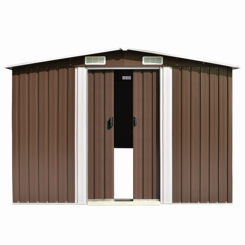 vidaXL barna fém kerti fészer 257 x 298 x 178 cm