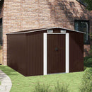 vidaXL barna fém kerti fészer 257 x 298 x 178 cm