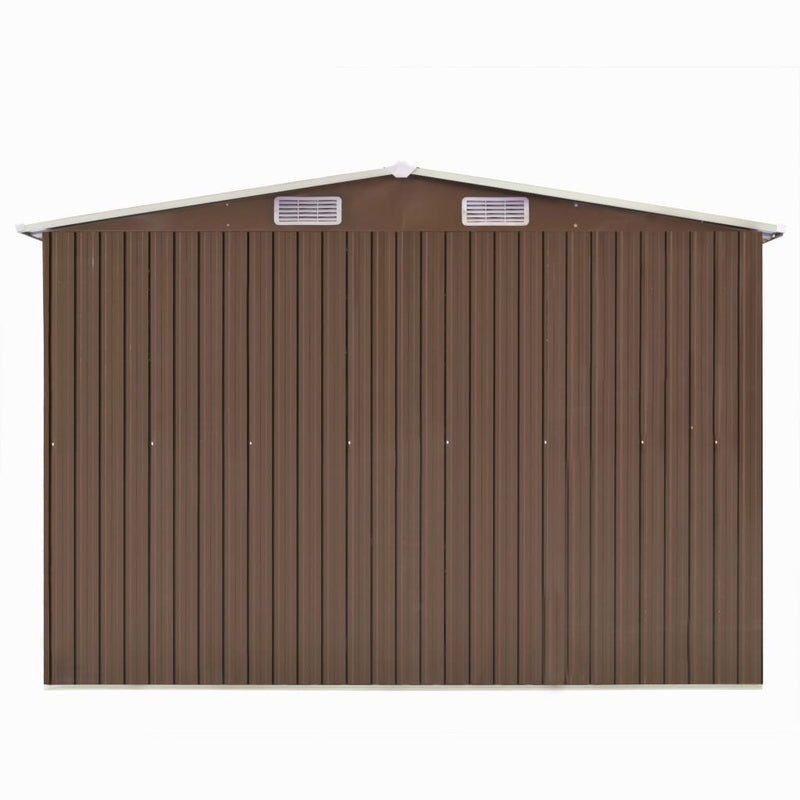 vidaXL barna fém kerti fészer 257 x 298 x 178 cm