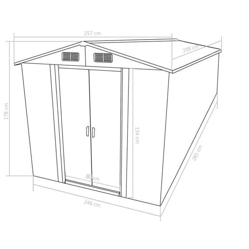 vidaXL barna fém kerti fészer 257 x 298 x 178 cm