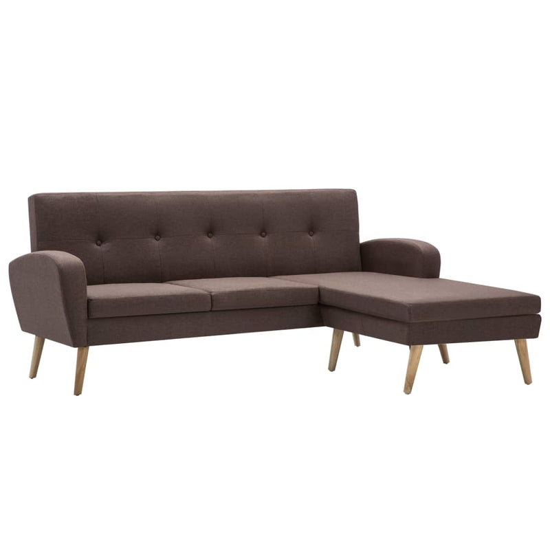 vidaXL L-alakú barna szövetkanapé 186 x 136 x 79 cm