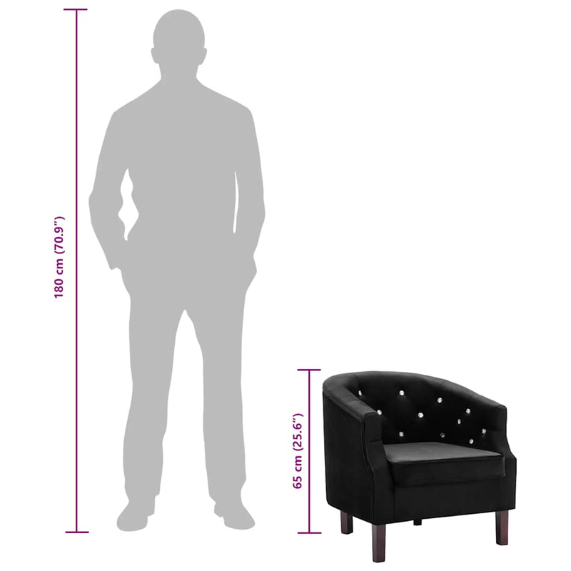 vidaXL fekete bársonyfotel