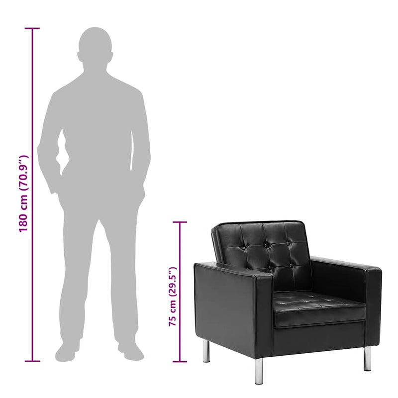 vidaXL fekete műbőr fotel 75 x 70 x 75 cm