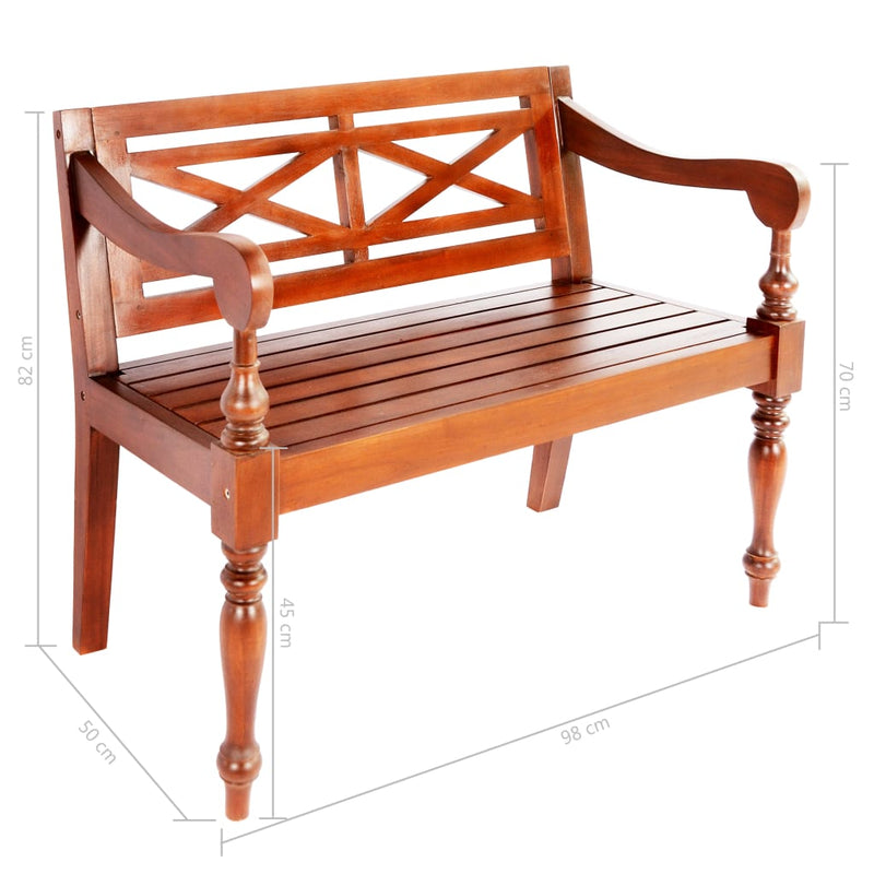 vidaXL sötétbarna tömör mahagóni Batavia pad 98 cm