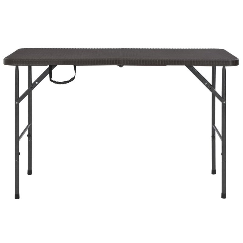 vidaXL barna rattan hatású HDPE összecsukható kerti asztal 120x60x74cm