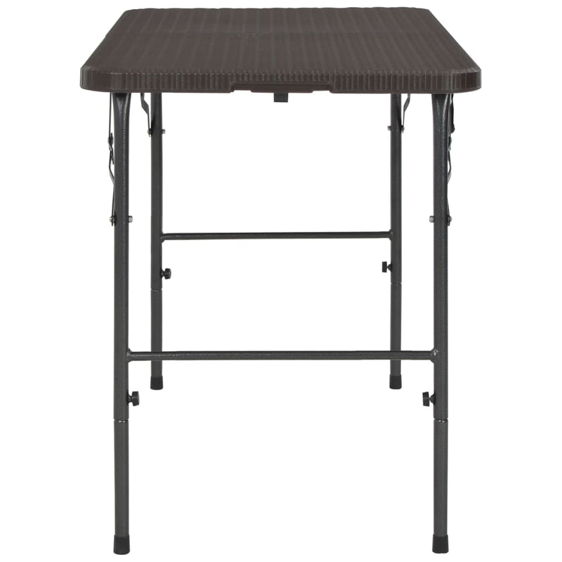 vidaXL barna rattan hatású HDPE összecsukható kerti asztal 120x60x74cm