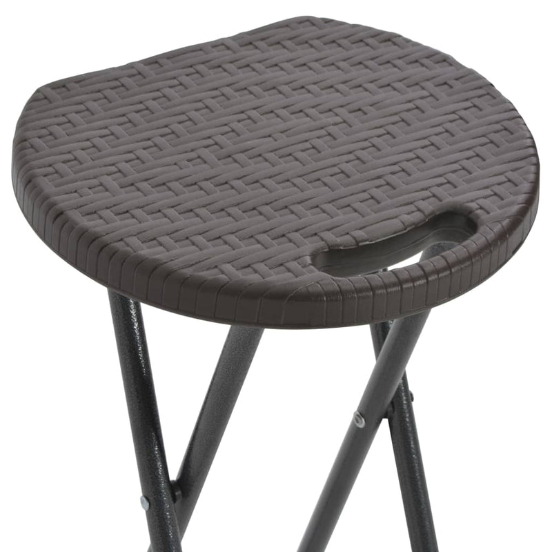 vidaXL 2 db barna összecsukható rattan küllemű HDPE és acél bárszék
