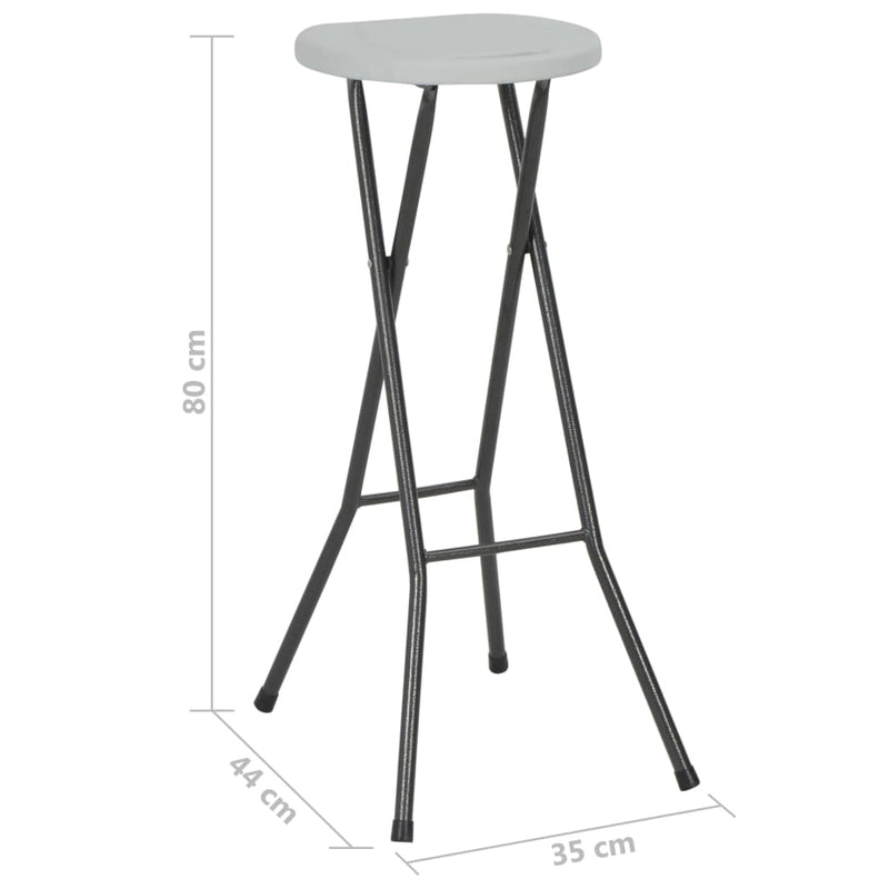vidaXL 2 db fehér összecsukható HDPE és acél bárszék