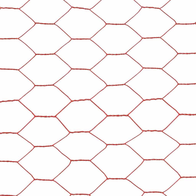 vidaXL piros PVC-bevonatú acél csirkeháló drótkerítés 25 x 1,5 m