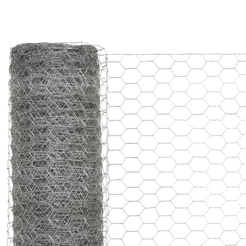 vidaXL ezüst horganyzott acél csirkeháló drótkerítés 25 x 1,5 m