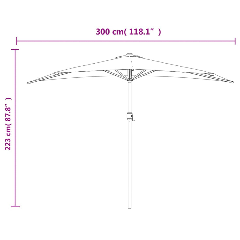 vidaXL zöld féloldalas erkély napernyő alumíniumrúddal 300 x 155 cm