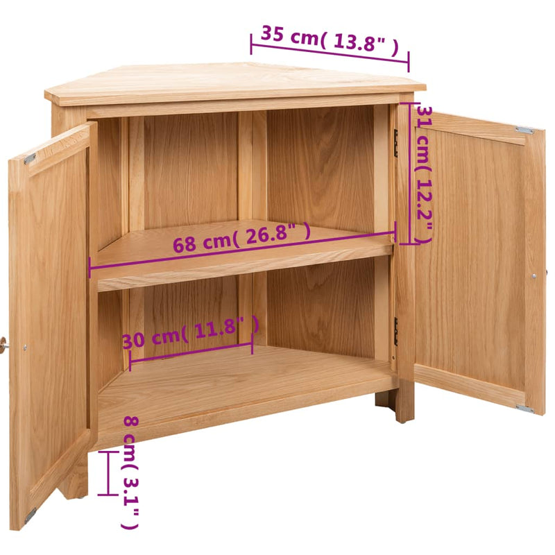 vidaXL tömör tölgyfa sarokszekrény 80 x 33,5 x 78 cm