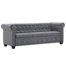 vidaXL szürke 3 személyes bársony Chesterfield kanapé 199x75x72 cm