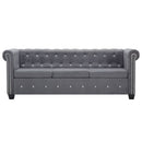 vidaXL szürke 3 személyes bársony Chesterfield kanapé 199x75x72 cm