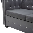 vidaXL szürke 3 személyes bársony Chesterfield kanapé 199x75x72 cm