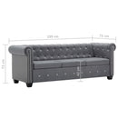 vidaXL szürke 3 személyes bársony Chesterfield kanapé 199x75x72 cm