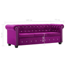 vidaXL bordó 3 személyes bársony Chesterfield kanapé 199 x 75 x 72 cm