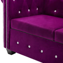 vidaXL bordó 3 személyes bársony Chesterfield kanapé 199 x 75 x 72 cm