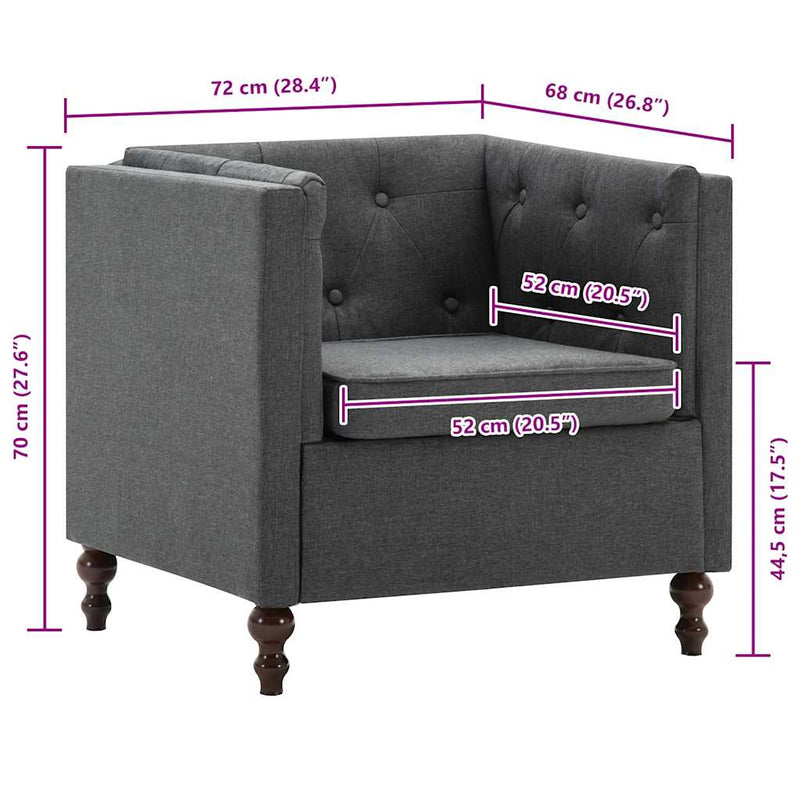 vidaXL sötétszürke szövetfotel