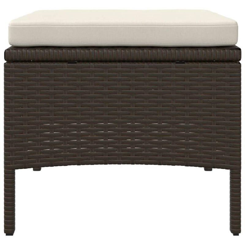 vidaXL barna 2-személyes polyrattan kerti fotel asztallal/zsámolyokkal