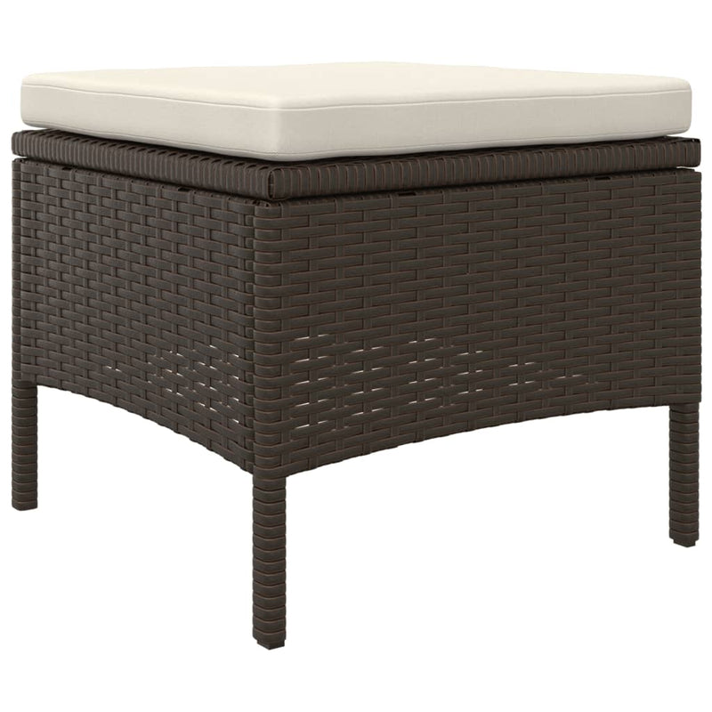 vidaXL barna 2-személyes polyrattan kerti fotel asztallal/zsámolyokkal