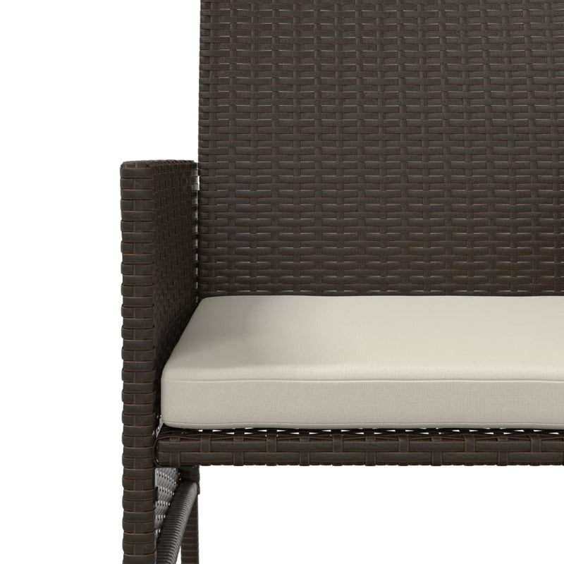 vidaXL barna 2-személyes polyrattan kerti fotel asztallal/zsámolyokkal
