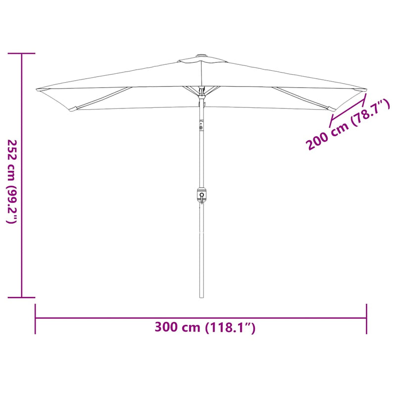 vidaXL tópszínű kültéri napernyő fémrúddal 300x200 cm