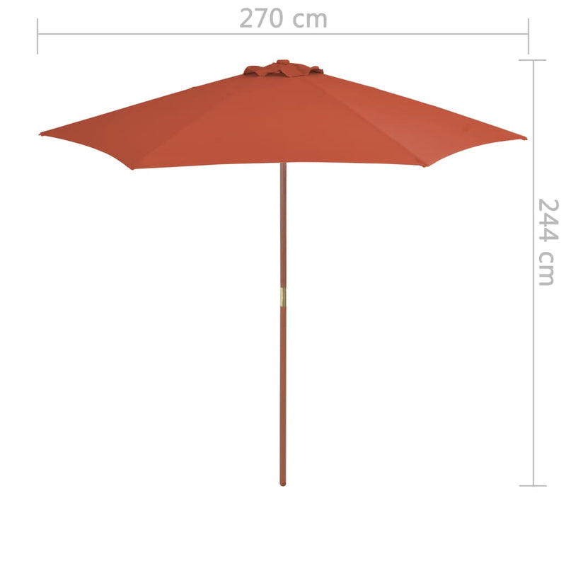 vidaXL terrakotta kültéri napernyő farúddal 270 cm