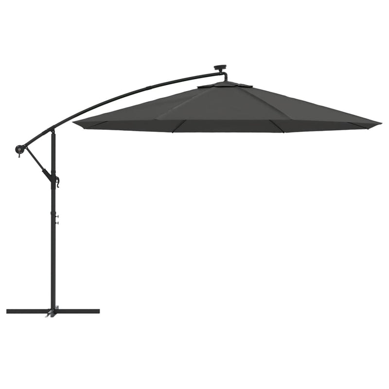 vidaXL antracit konzolos kerti napernyő LED-del és fémrúddal 350 cm