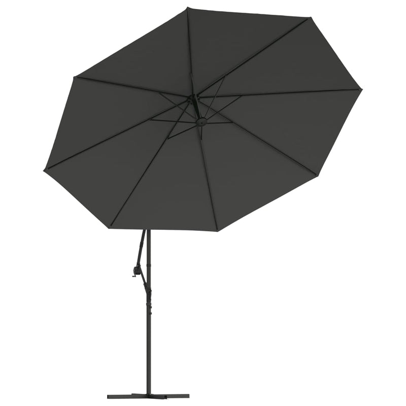 vidaXL antracit konzolos kerti napernyő LED-del és fémrúddal 350 cm