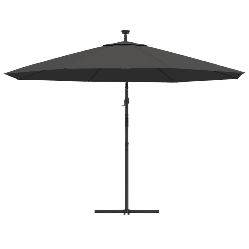 vidaXL antracit konzolos kerti napernyő LED-del és fémrúddal 350 cm