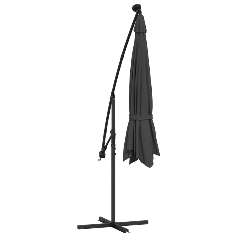 vidaXL antracit konzolos kerti napernyő LED-del és fémrúddal 350 cm