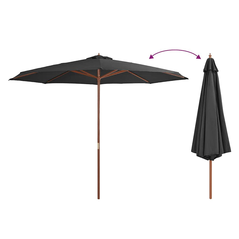 vidaXL antracitszürke kültéri napernyő farúddal 350 cm
