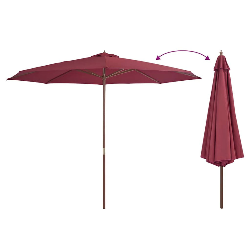 vidaXL burgundi vörös kültéri napernyő farúddal 350 cm