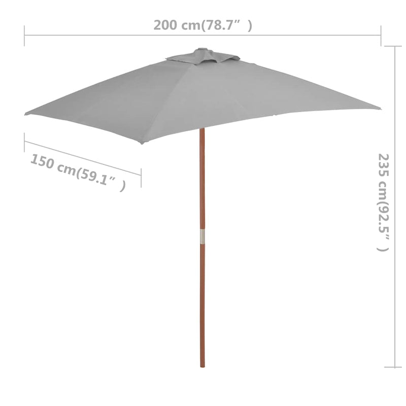 vidaXL antracitszürke kültéri napernyő farúddal 150 x 200 cm