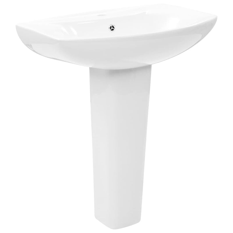 vidaXL szabadon álló fehér kerámia mosdókagyló lábbal 650x520x200 mm