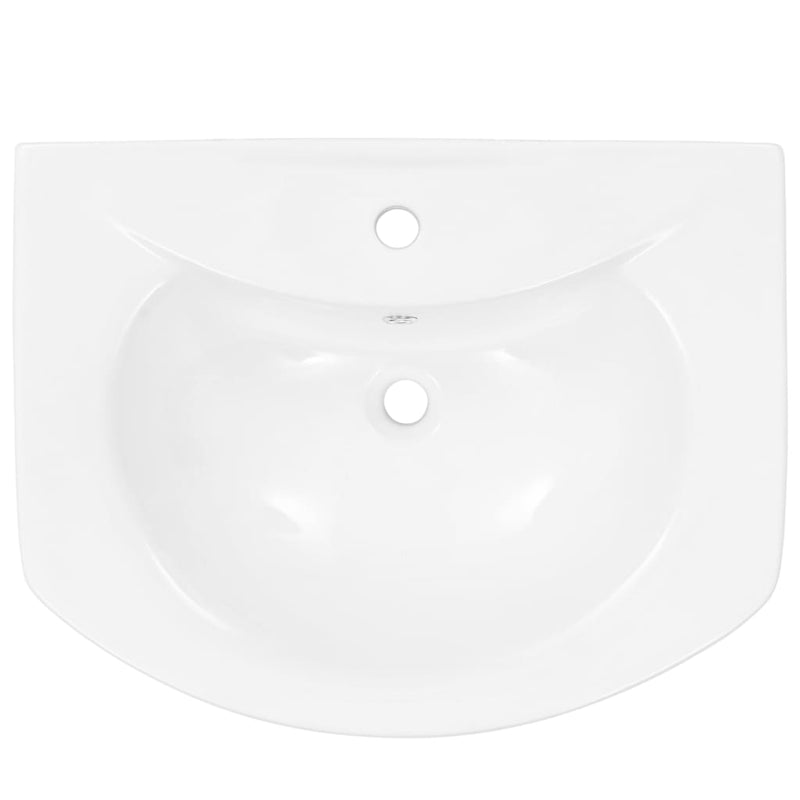 vidaXL szabadon álló fehér kerámia mosdókagyló lábbal 650x520x200 mm