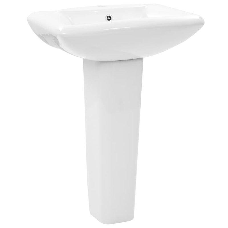 vidaXL szabadon álló fehér kerámia mosdókagyló lábbal 580x470x200 mm