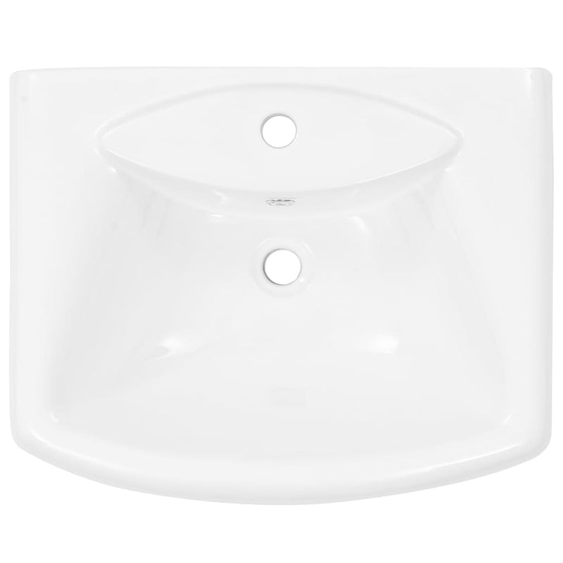 vidaXL szabadon álló fehér kerámia mosdókagyló lábbal 580x470x200 mm