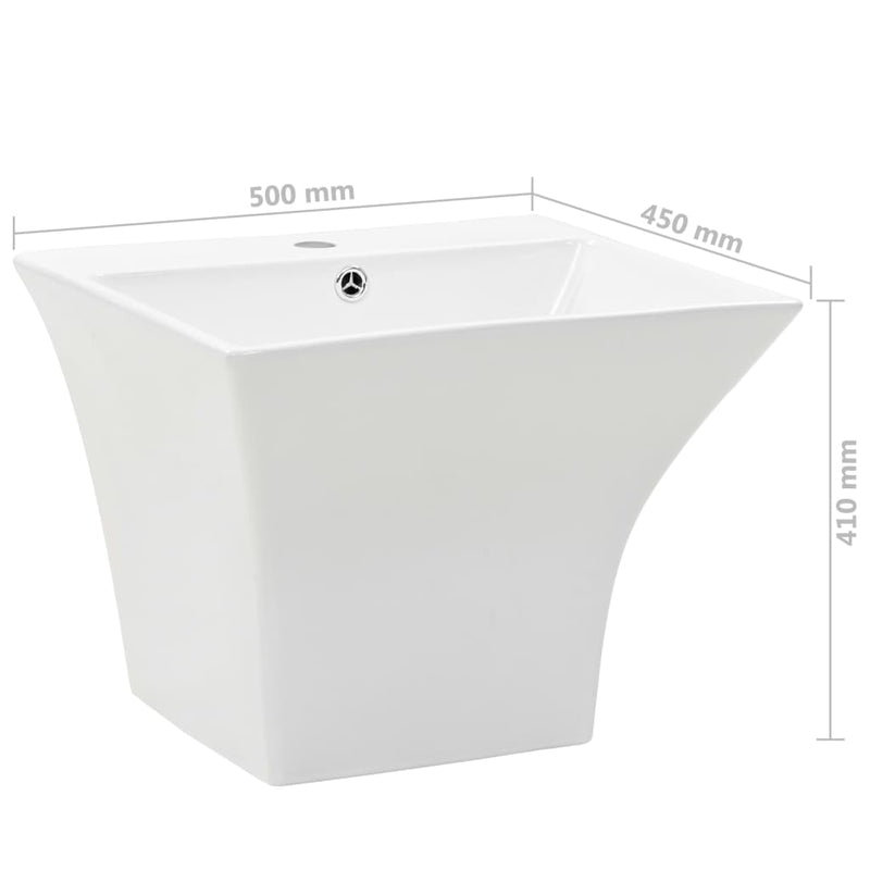 vidaXL falra szerelhető fehér kerámia mosdókagyló 500 x 450 x 410 mm