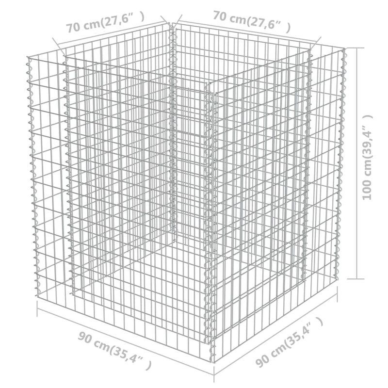 vidaXL horganyzott acél gabion magaságyás 90 x 90 x 100 cm