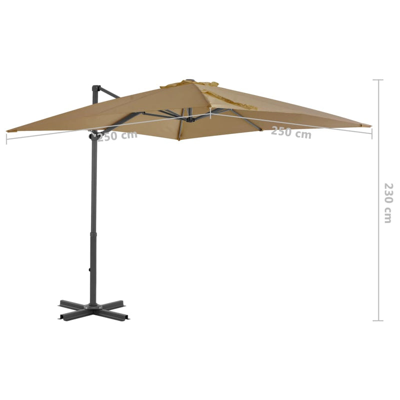 vidaXL tópszínű konzolos kerti napernyő alumíniumrúddal 250 x 250 cm
