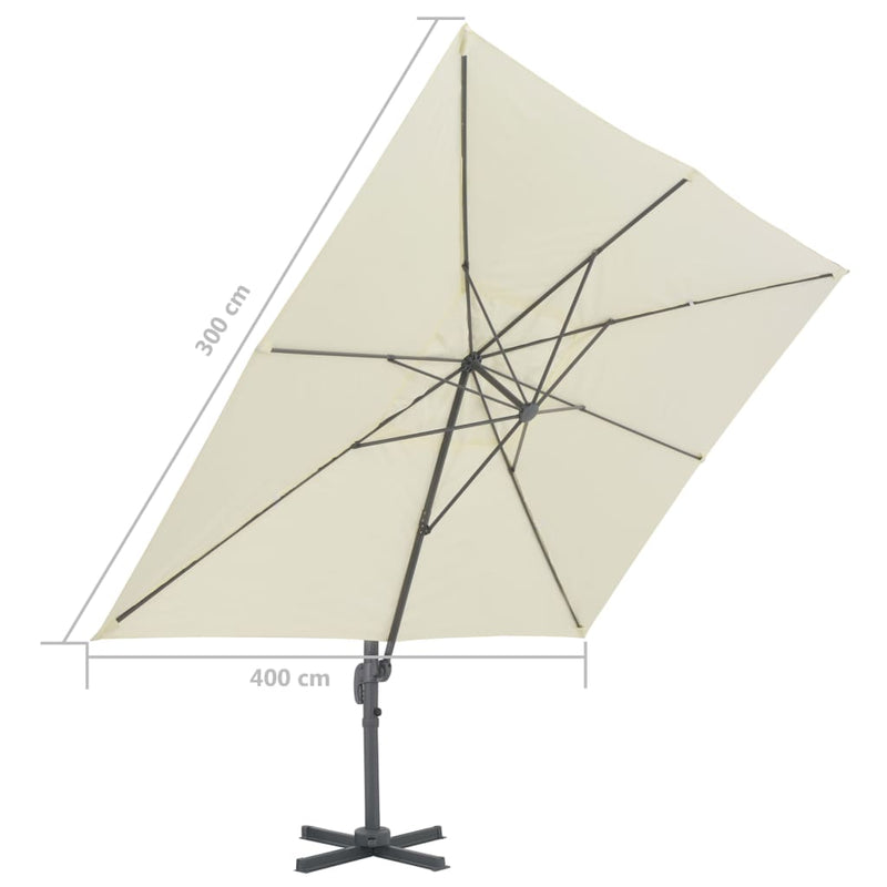 vidaXL homokszínű konzolos kerti napernyő alumíniumrúddal 400 x 300 cm