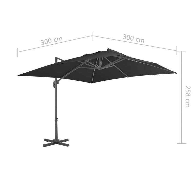 vidaXL antracit konzolos kerti napernyő alumíniumrúddal 300 x 300 cm